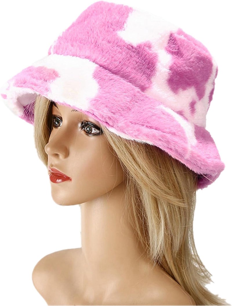 Umeepar Winter Faux Fur Fuzzy Bucket Hat Fluffy Warm Hat for Women Men - Image 4